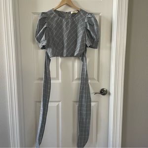 Choosy plaid crop tie top